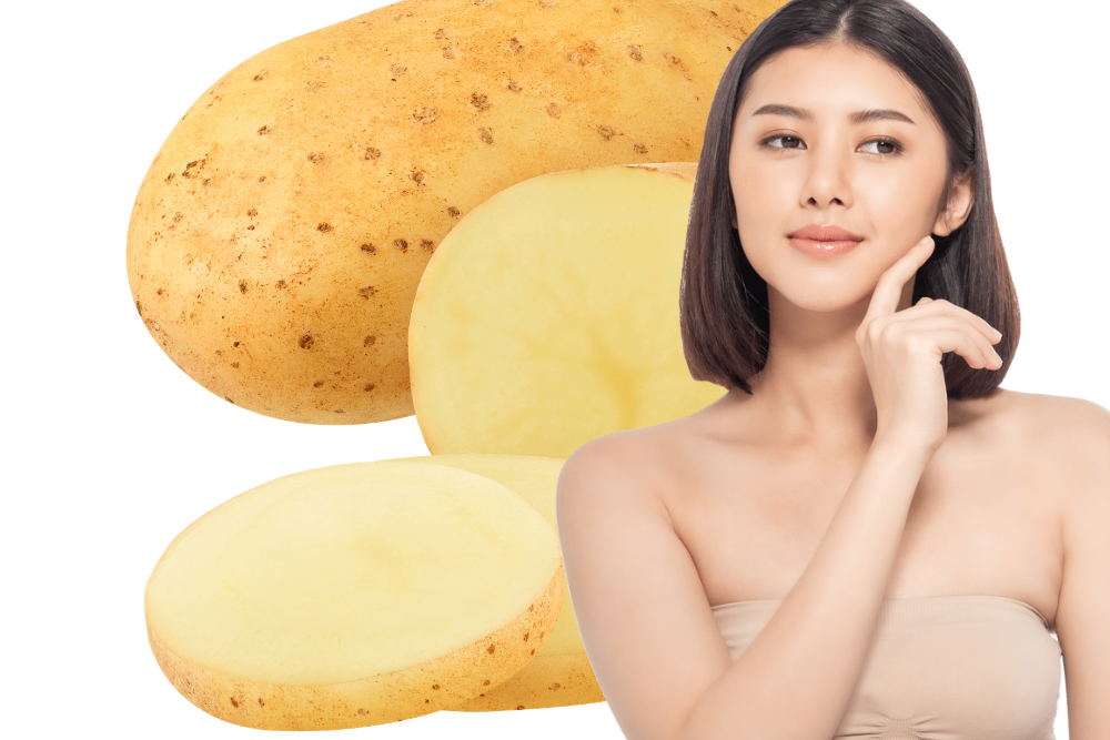 Raw potato eliminates acne and blemishes and makes the skin look brighter.