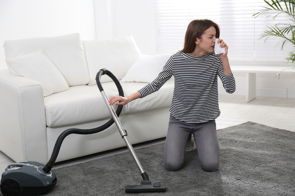 Professional house cleaners take up the task of cleaning every speck of dust from your house so you don’t have to come into contact with the dust .
